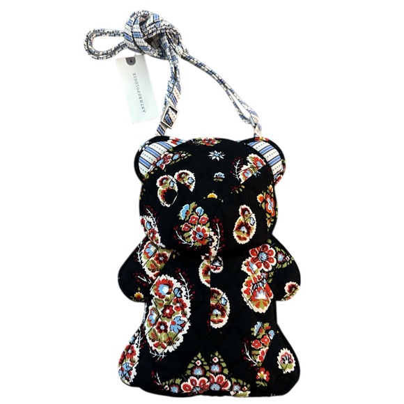 Anthropologie Vera Bradley Classic Bear Crossbody Bag Black Diamond Patchwork - Picture 2 of 8